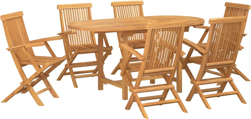 vidaXL Kert étkező szett 7 pcs Barna Tömör Teakfa