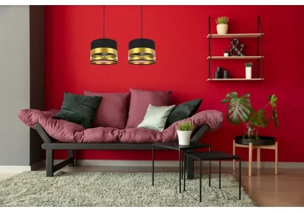 Csillár zsinóron MILO 2xE27/60W/230V arany/fekete