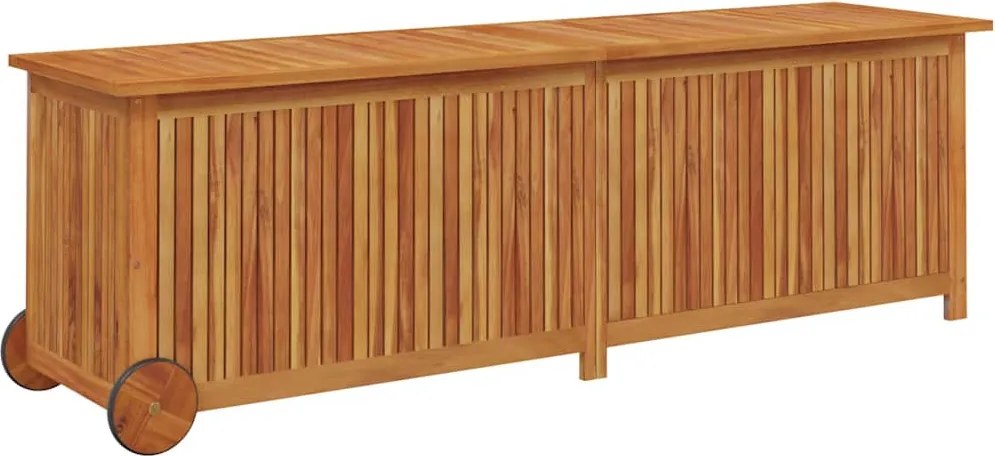 Tömör Akácfa Kerti Tárolóláda Kerekekkel 150 X 50 X 58 Cm