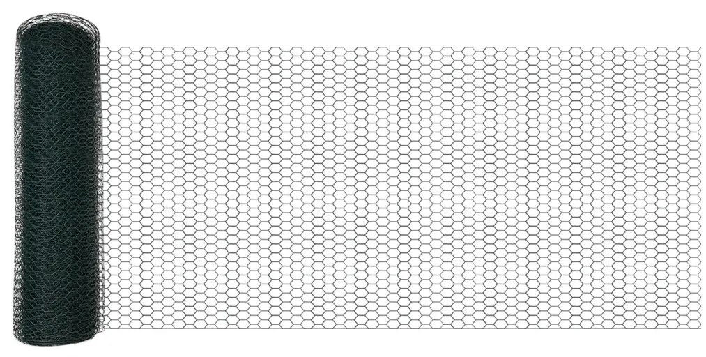 Kerti kerítés szett 2 db Zöld PVC-bevonatos acél 25 x 0.5 m