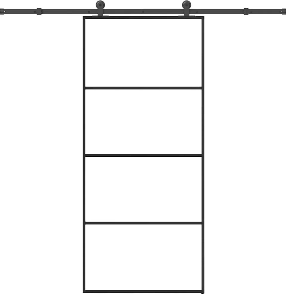 vidaXL ESG üveg és alumínium tolóajtó fémszerelvény-szettel 90x205 cm
