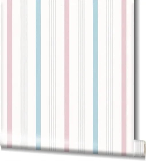 Tapéta Színes Csíkos Vinil Flizelin Fehér