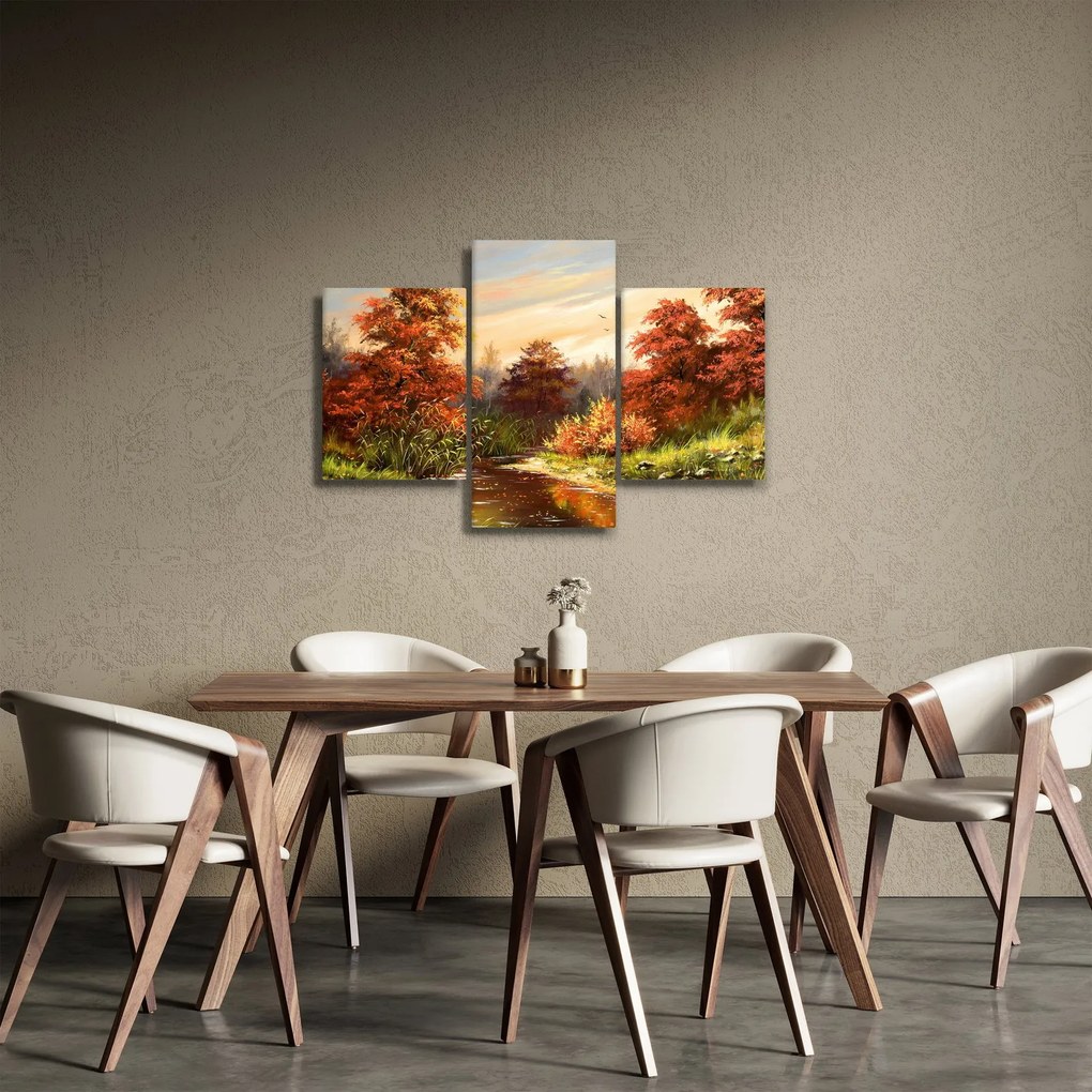 Kép egy folyóról egy őszi tájban, olajfestmény (90x60 cm)
