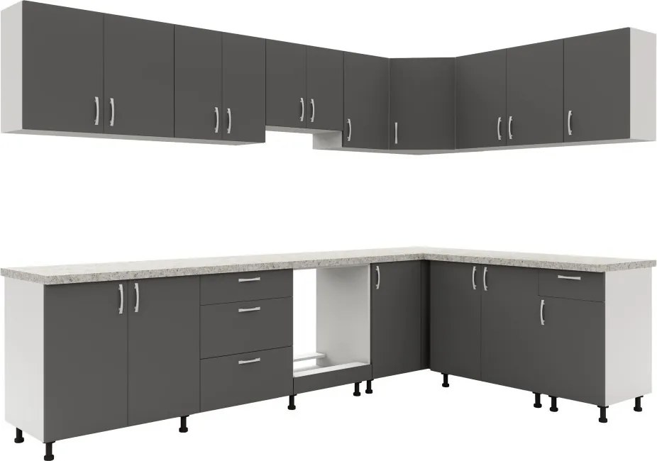 Benita 2 ajtós Felső konyhaszekrény Antracit-Fehér 60x30x60 cm