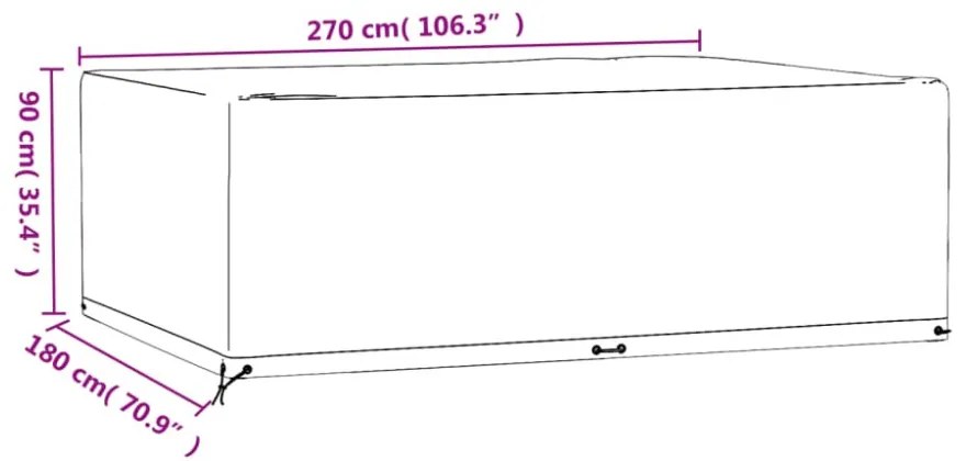 téglalap alakú kerti bútorhuzat 12 fűzőlyukkal 270x180x90 cm