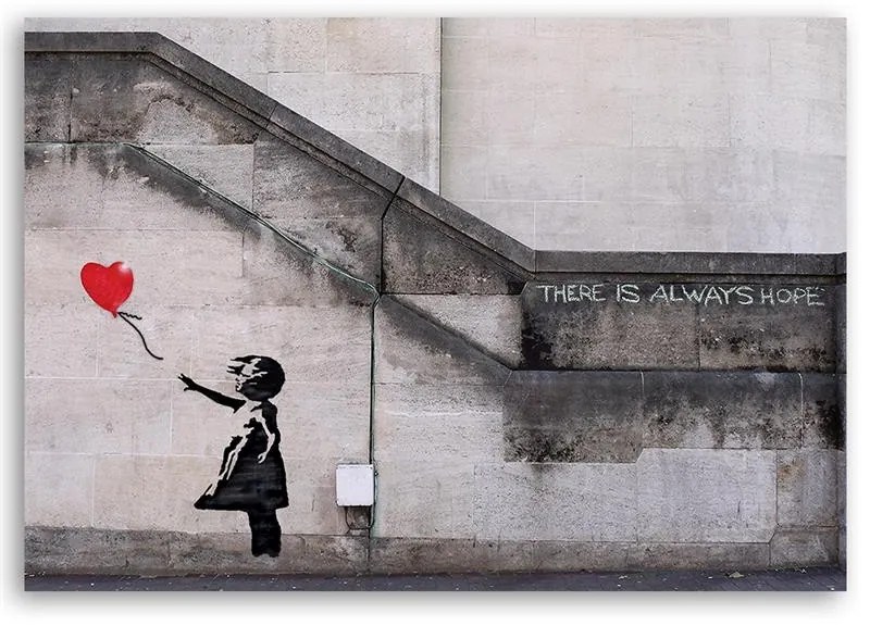 Gario Vászonkép Banksy falfestmény lány lufival Méret: 100 x 70 cm