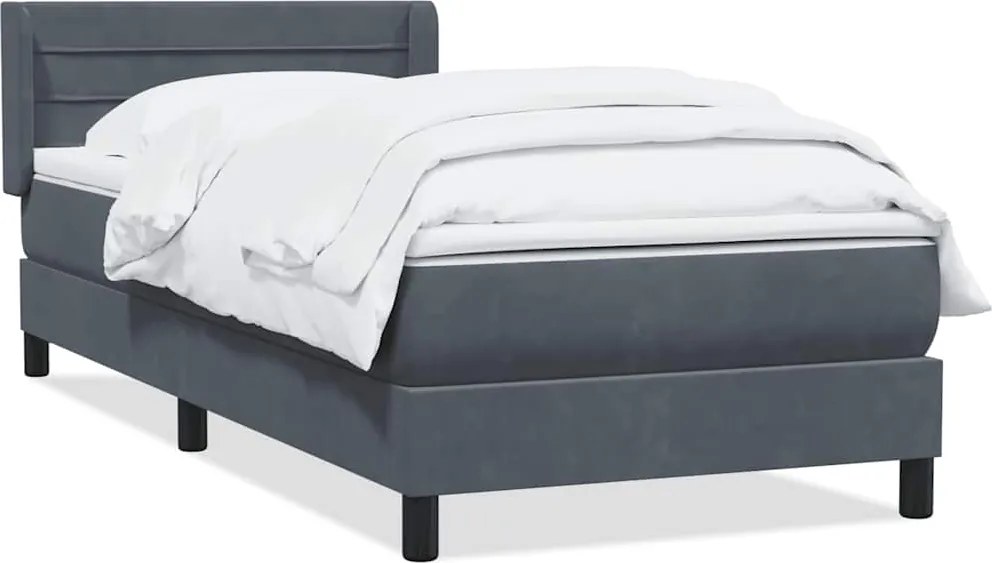 vidaXL sötétszürke bársony rugós ágy matraccal 90x210 cm