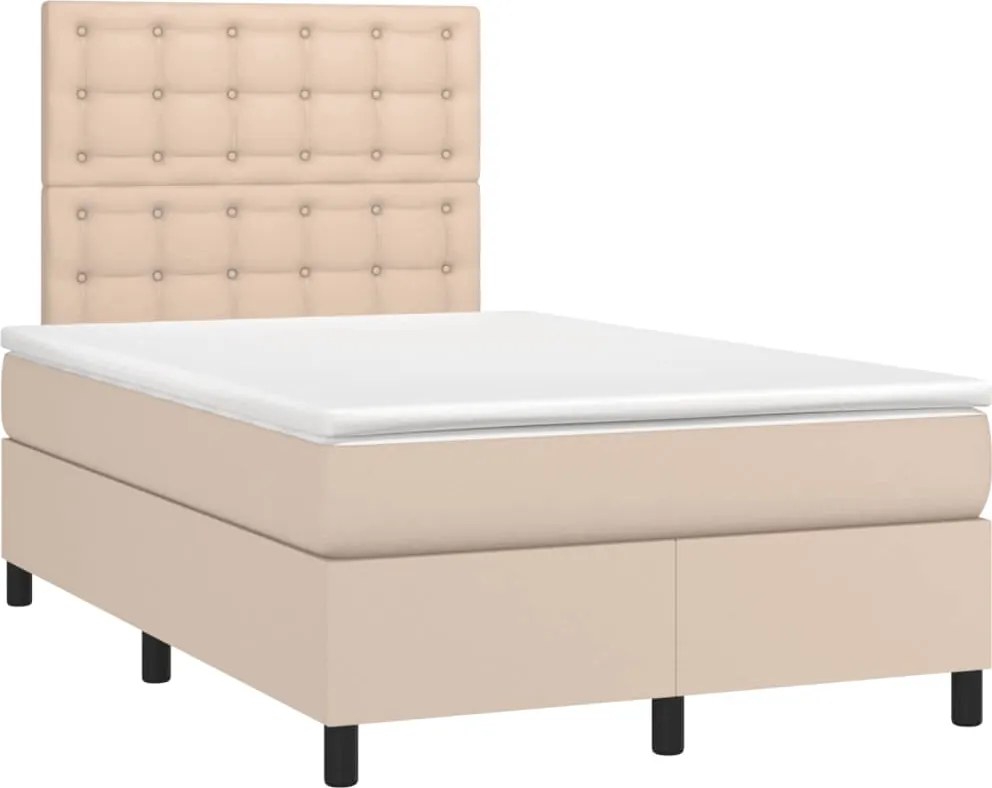 vidaXL cappuccino színű műbőr rugós ágy matraccal 120 x 190 cm