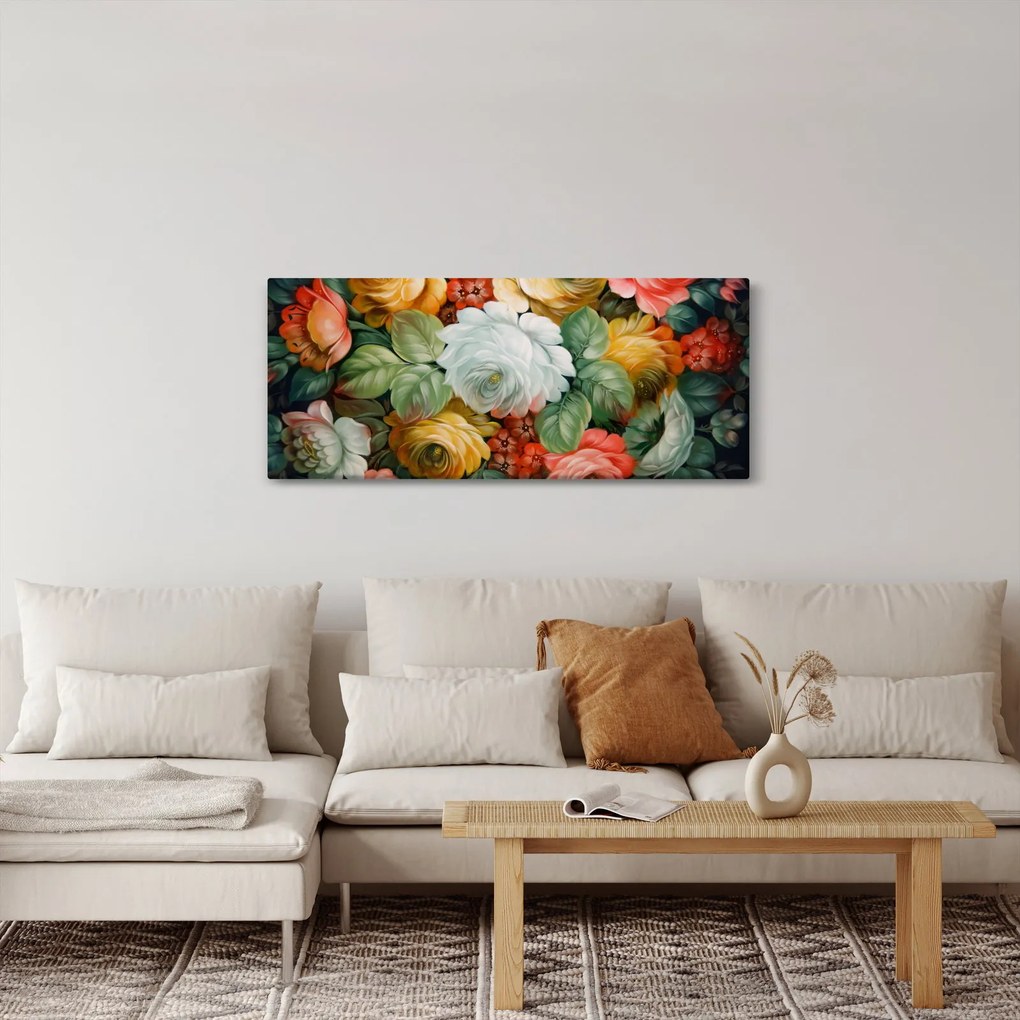 A festett virágcsokor képe (120x50 cm)