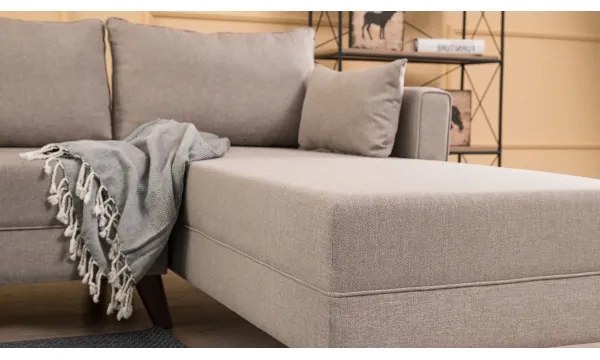 KORFU L-alakú jobb oldali sarokülőgarnitúra, krémszínű