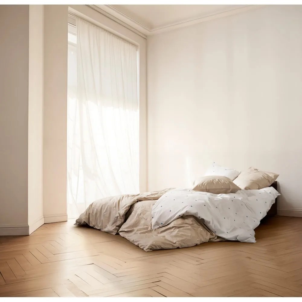 Fehér egyszemélyes pamut-perkál ágyneműhuzat 140x200 cm Daisy – JUNA