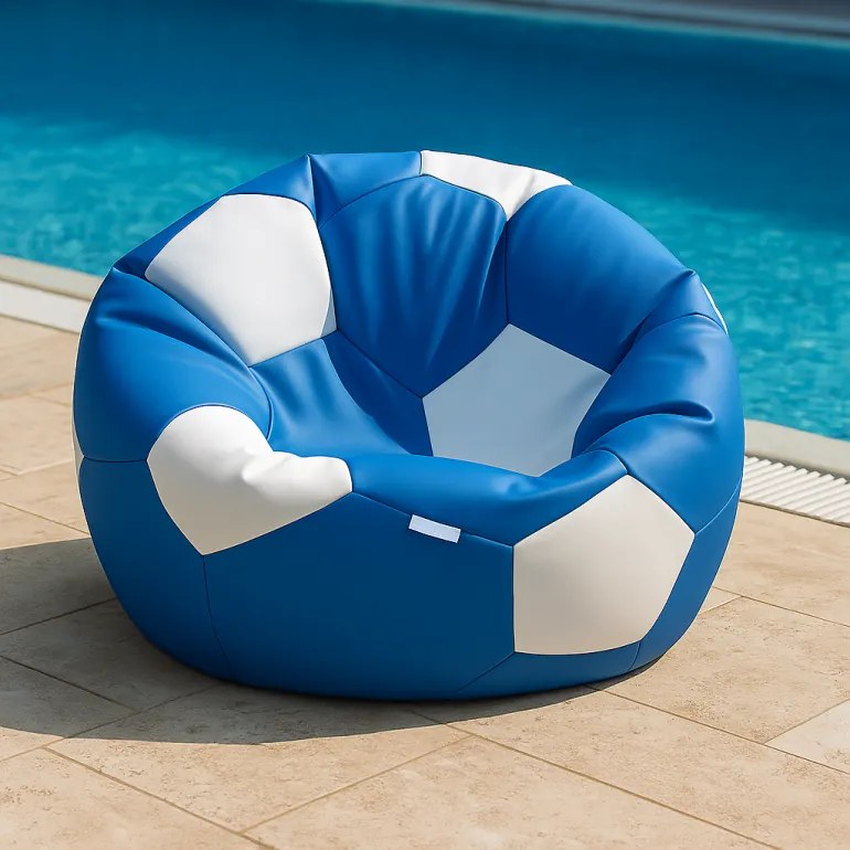 EMI focilabda mintás kék-fehér műbőr babzsákfotel