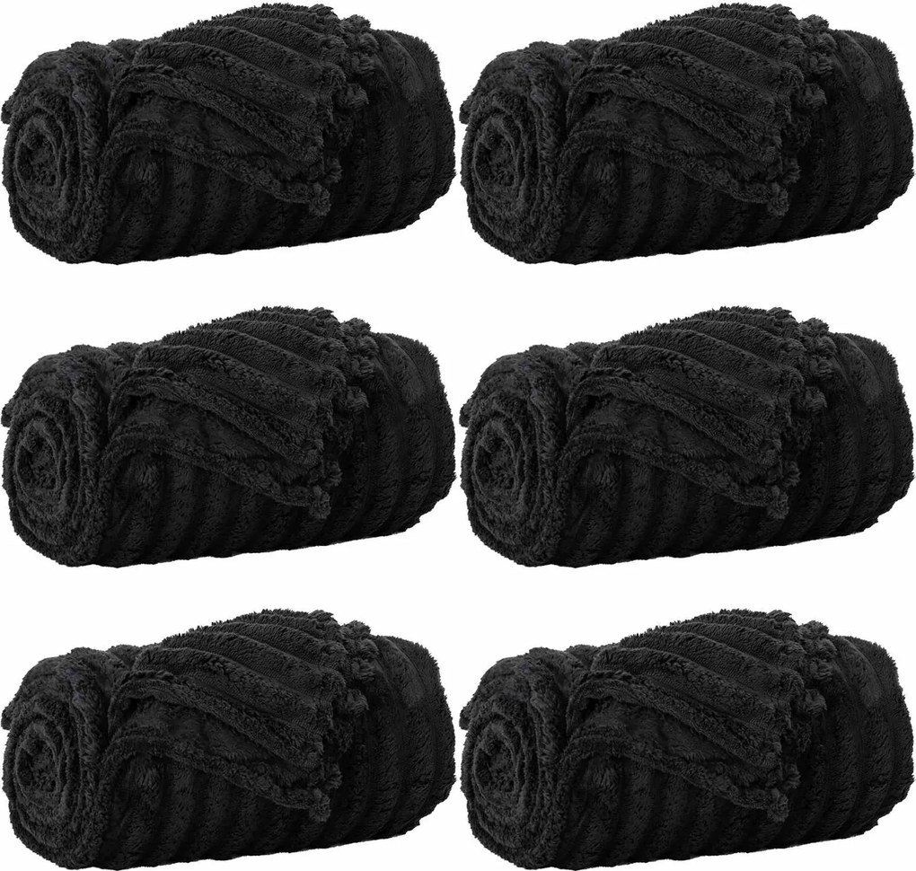 vidaXL Takarók 6 pcs Fekete 150 x 130 cm Gyapjú