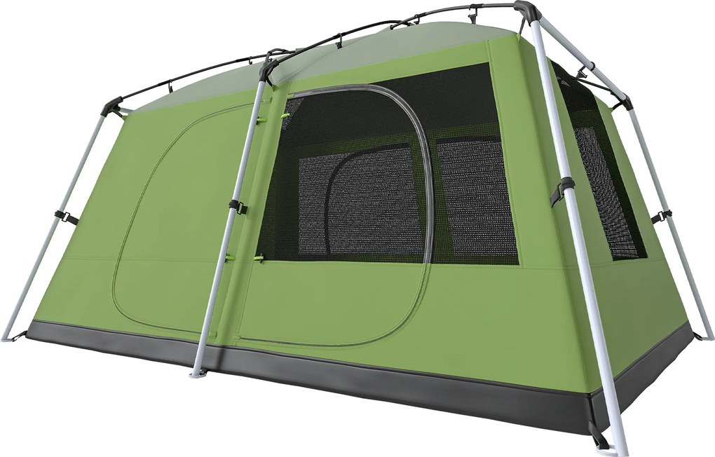 Outsunny Családi Kemping Sátor 4-8 Fő Részére, Könnyű, Stabil, Vízálló Túnelsátor Napernyővel, Ablakokkal, Akasztókkal, Oldaltáskával | Aosom