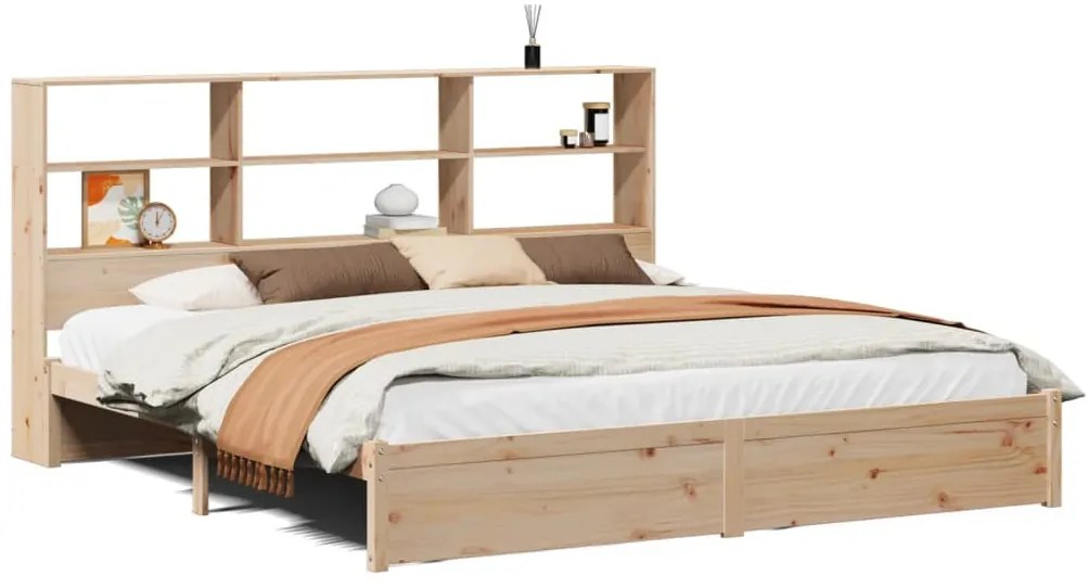 tömör fenyőfa könyvespolcos ágy matrac nélkül 200 x 200 cm