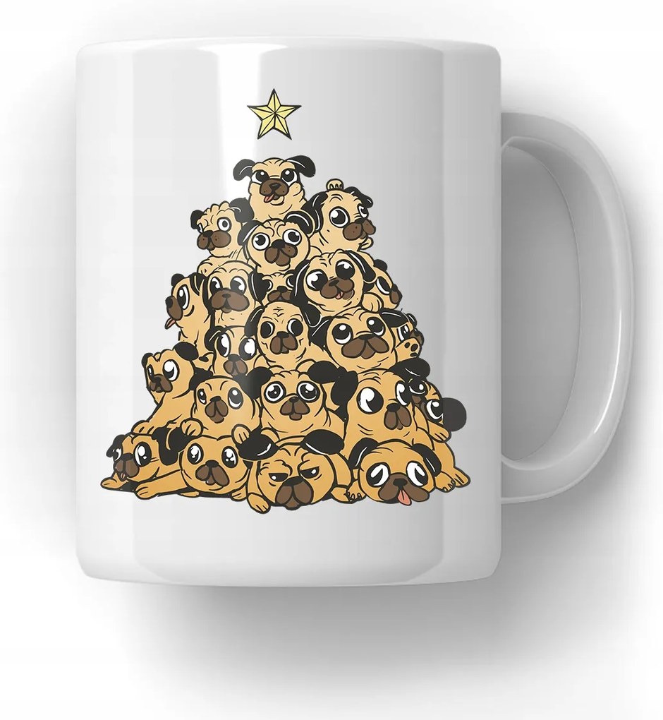 Kutyás bögre Karácsonyfa Ajándék Mikulásra