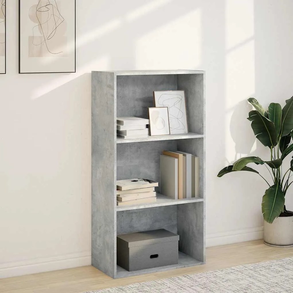 betonszürke szerelt fa könyvespolc 60 x 30 x 114 cm