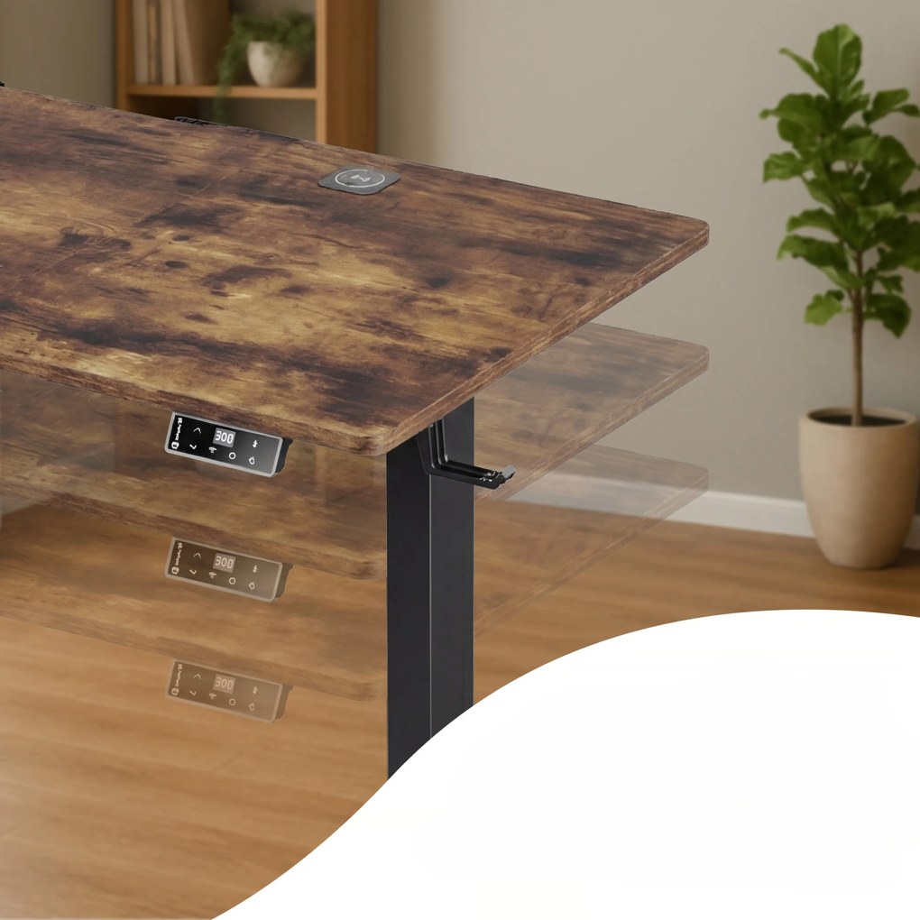 Deuba Magasságban állítható asztal 160 x 75 x 117 cm - barna