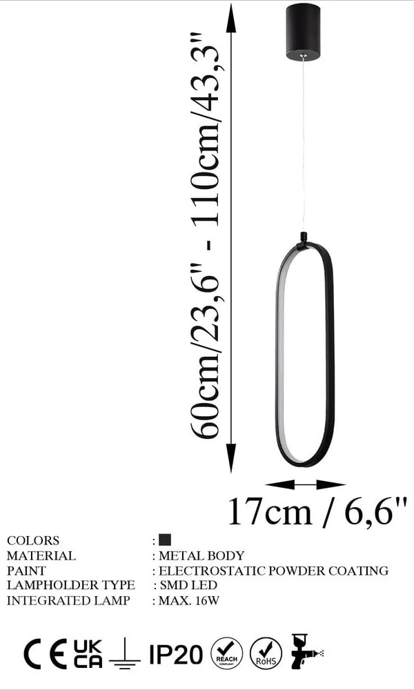 Fekete LED függőlámpa Can – Opviq lights