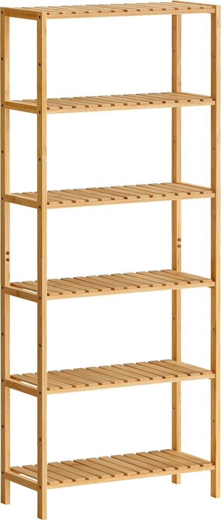 SONGMICS 6 szintes bambusz tárolópolc, 26 x 60 x 160,9 cm, természetes bézs