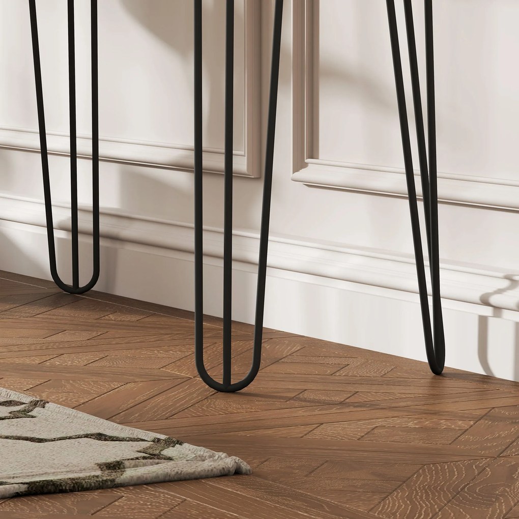 HOMCOM Keskeny Konsole Asztal, Északi Stílusú Belső Terű Asztal, 3 Fiókos Keskeny Bejárati Asztal Acél Lábakkal, Oldal Asztal, Nappalihoz, Bejárathoz,