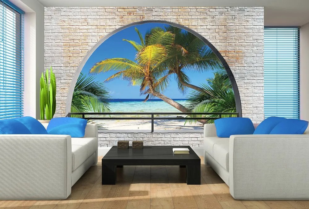 Tengerpart boltív poszter, fotótapéta, Vlies (208 x 146 cm)