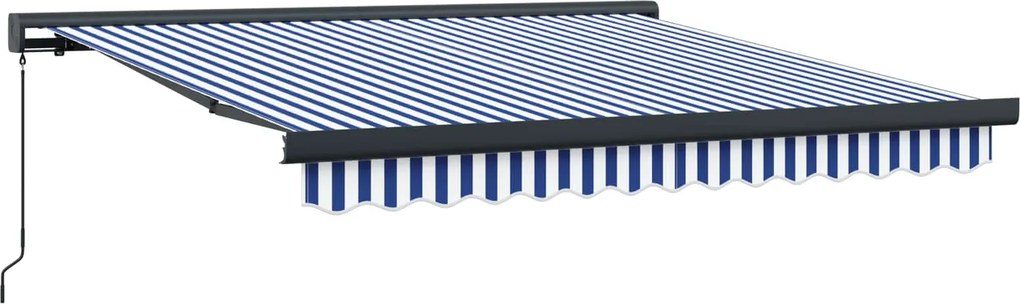 vidaXL Behúzható napellenző Kék és Fehér 300 x 250 cm Szövet és Fém