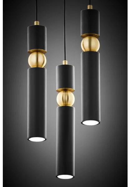 Jupiter 2013 - Csillár zsinóron ALAS 3xGU10/10W/230V fekete/arany