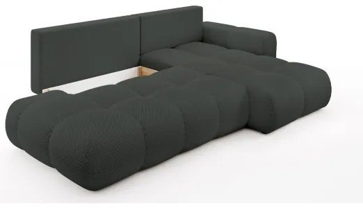 ALMADA kinyitható, kárpitozott L-alakú sarokgarnitúra tárolóhellyel, jobbos kivitel, antracit