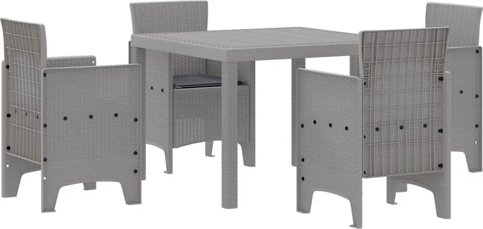 vidaXL Kert étkező szett 5 pcs Világosszürke Polipropilén