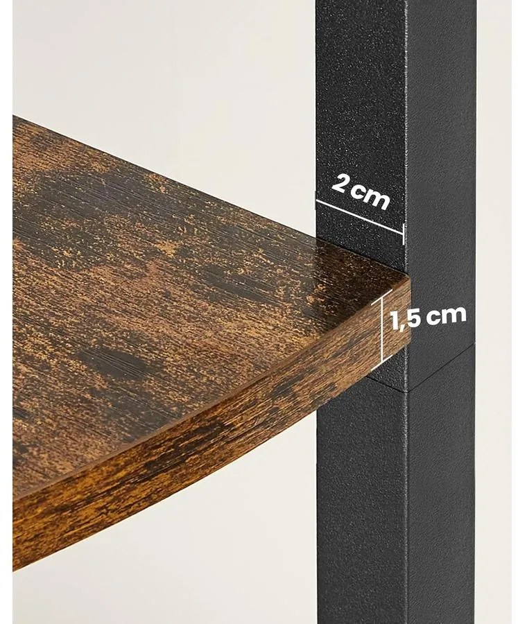 VASAGLE 5 szintes sarokpolc 160x30x30 cm barna és fekete színben