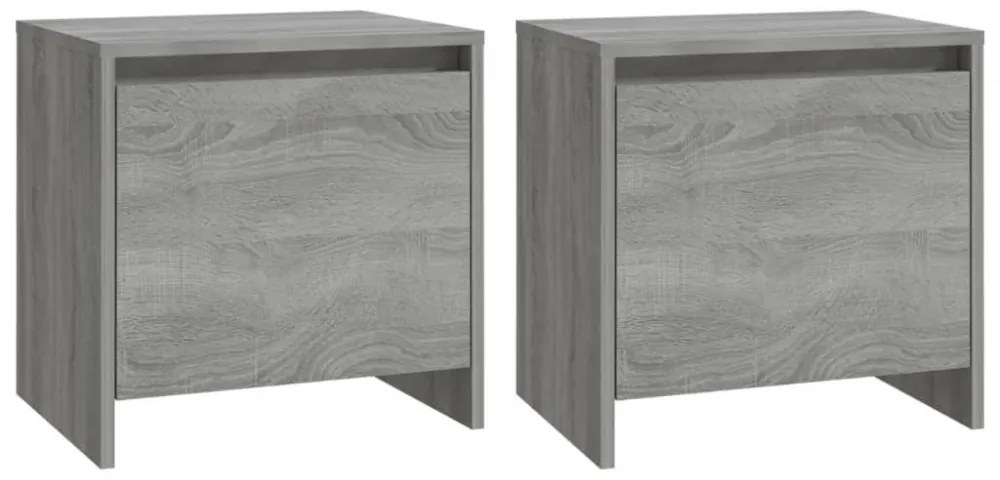vidaXL 2 db szürke sonoma színű szerelt fa éjjeliszekrény 45x34x44,5cm