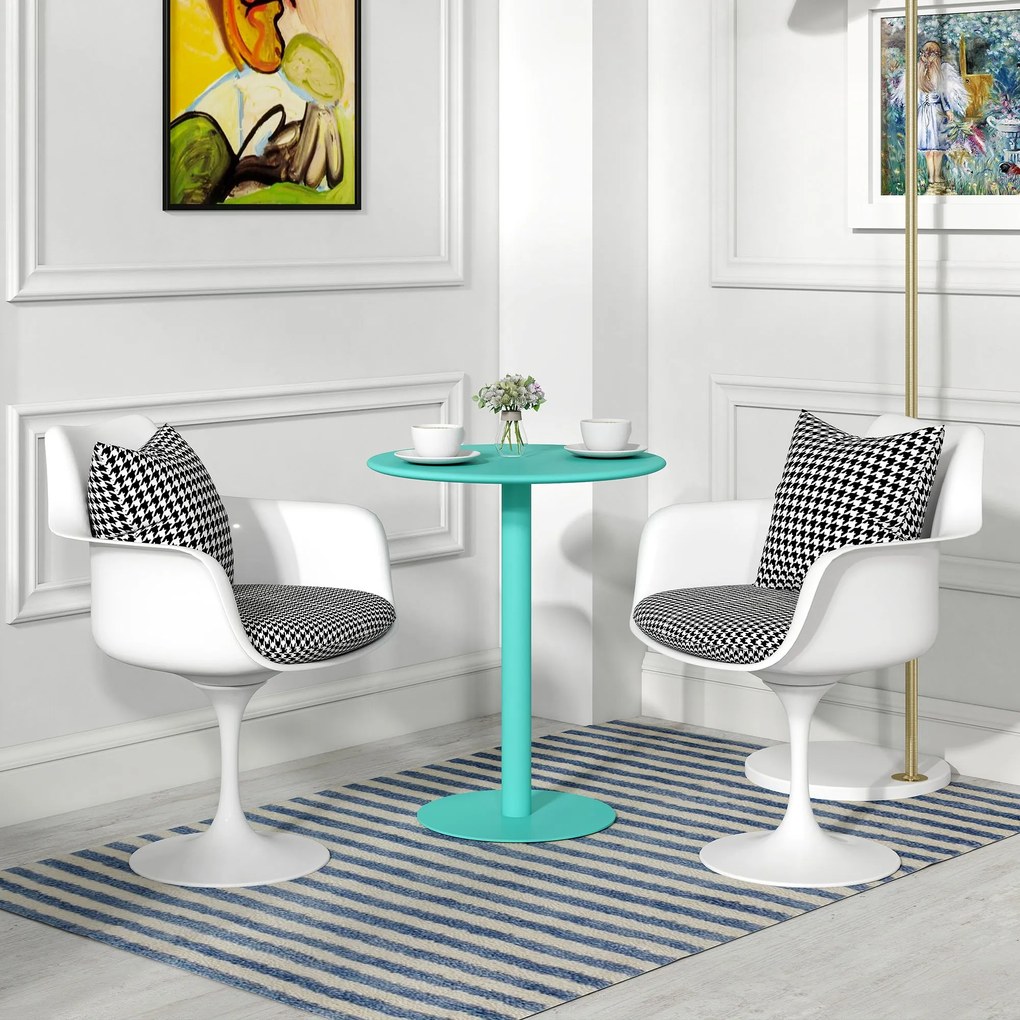 HOMCOM Kerek Étkezőasztal 2 Főre Acél Konyhai Asztal Belső és Külső Használatra Ø60x72 cm Zöld | Aosom