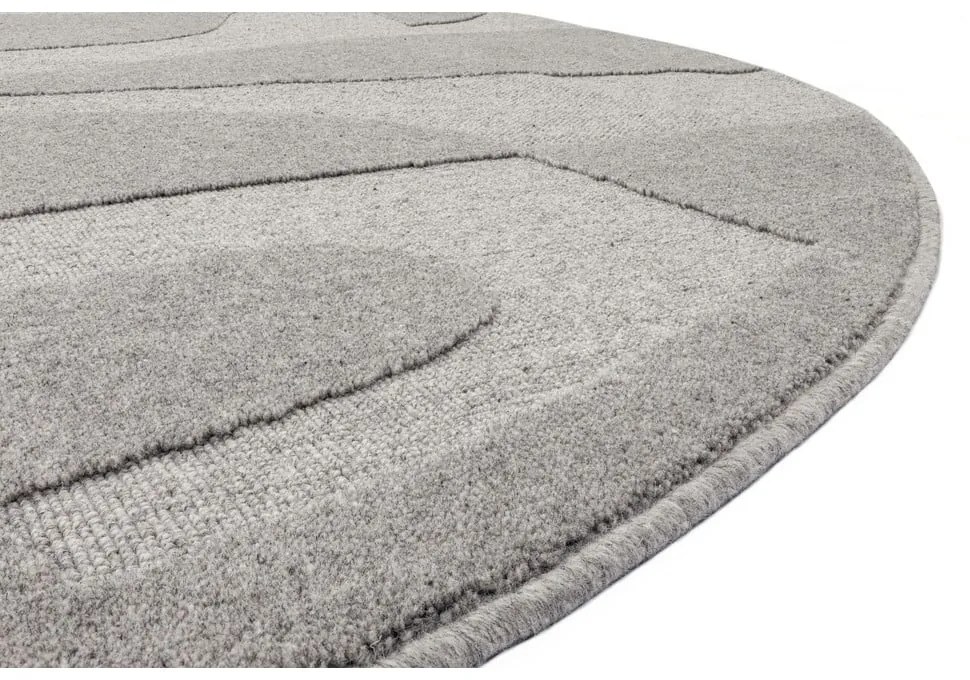 Szürke gyapjú kerek szőnyeg ø 133 cm Morphic Botanica – Agnella