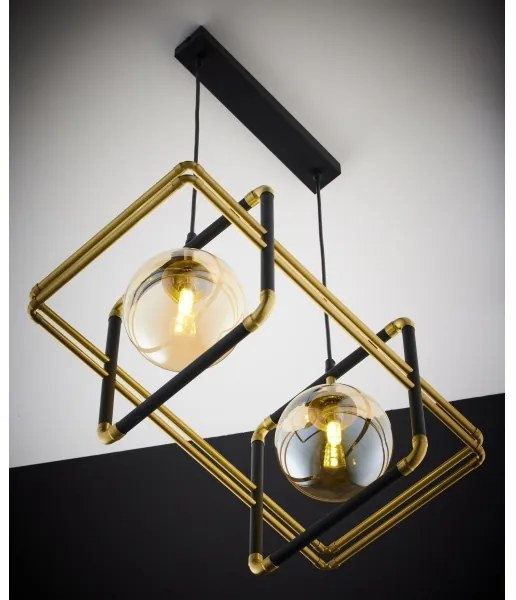 Jupiter 2026 - Csillár zsinóron FIORI 2xG9/10W/230V fekete/arany/bézs