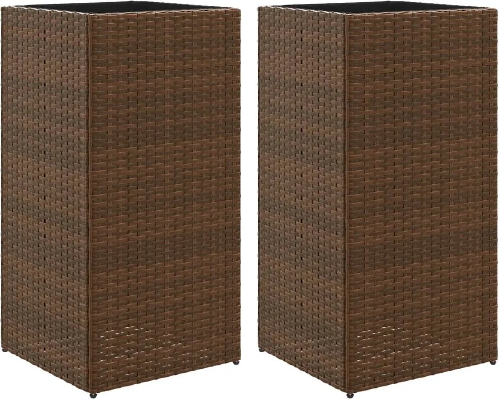 vidaXL 2 db barna polyrattan kerti ültetőláda 40x40x80 cm