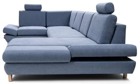 AVESTA kárpitozott, U-alakú, kinyitható sarokülőgarnitúra tárolóhellyel, kék