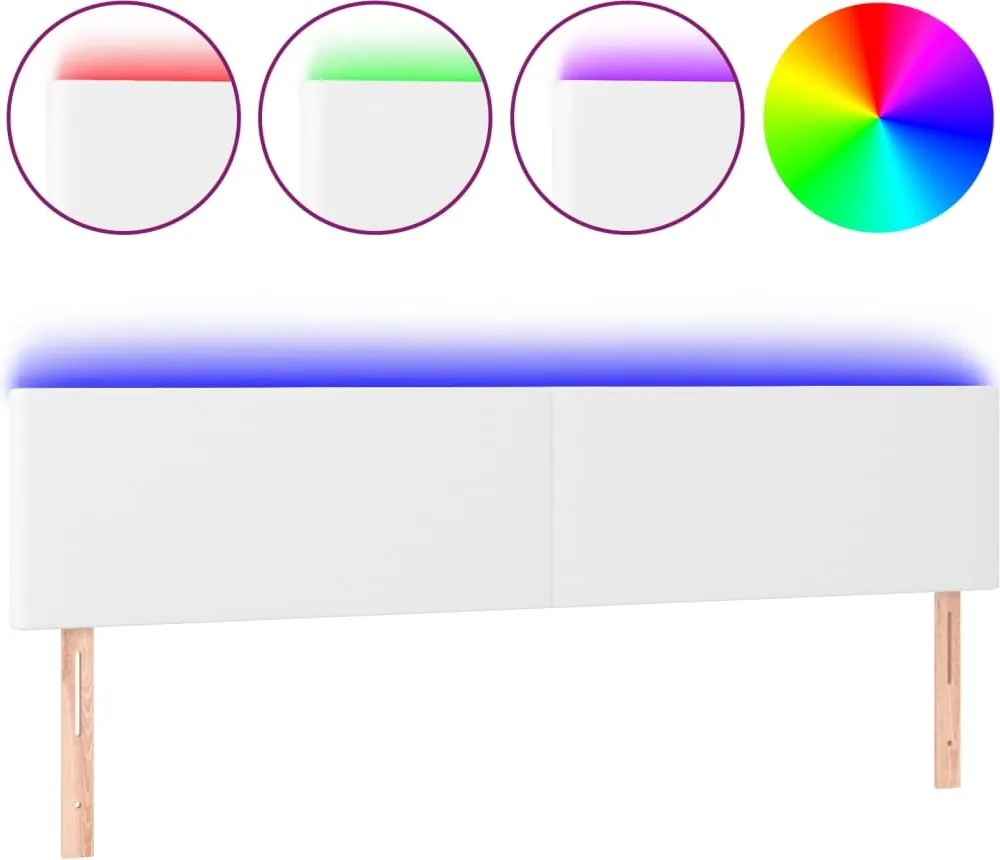 vidaXL fehér műbőr LED-es fejtámla 200 x 5 x 78/88 cm