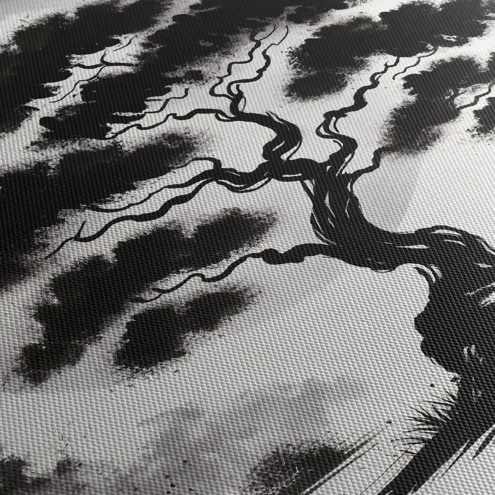 Kép – Fekete-fehér bonsai (90x60 cm)