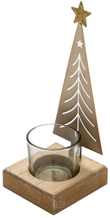 Karácsonyi fém gyertyatartó CHRISTMAS TREE 18 cm arany