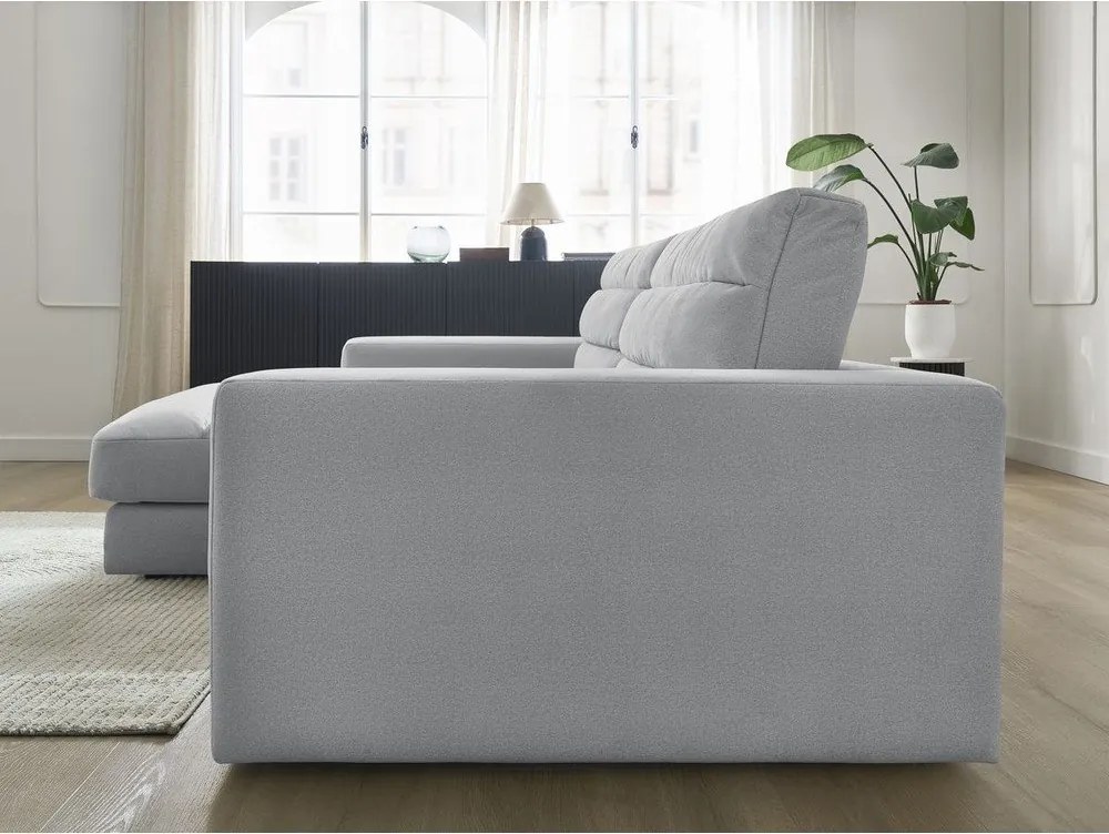 Világosszürke bársony sarokkanapé (bal oldali-heverő résszel) Sierra – Bobochic Paris