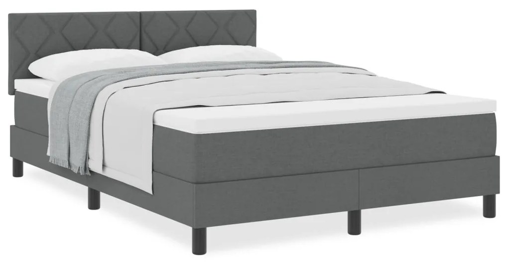 Boxspring Ágy Matracokkal Sötétszürke 160x200 cm Szövet