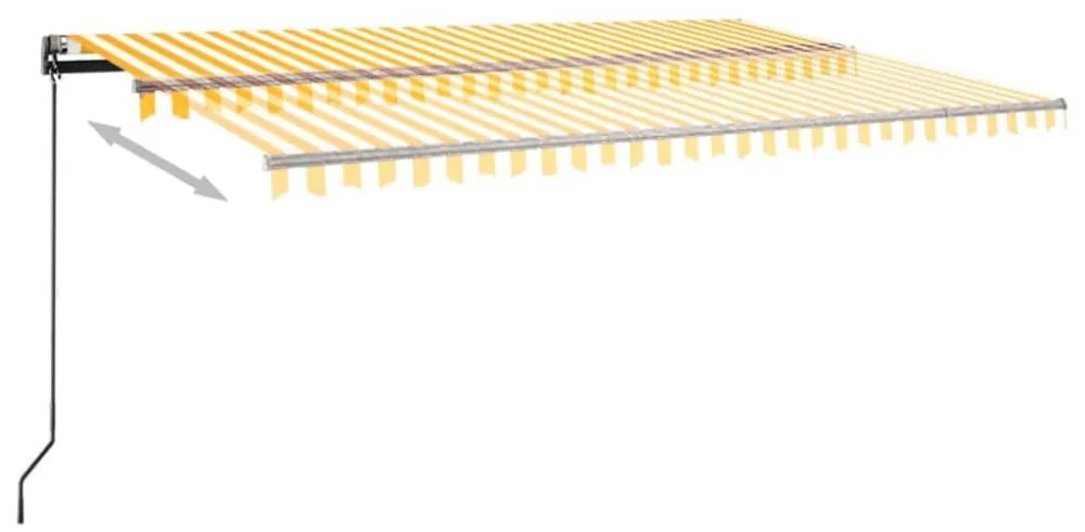 sárga-fehér szélérzékelős és LED-es napellenző 500x300 cm