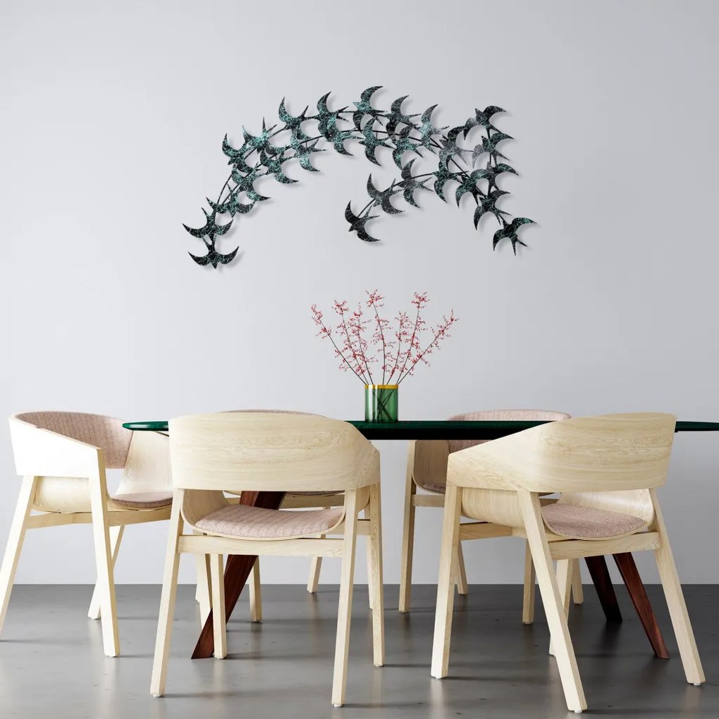 Kirlangic fém fali dekoráció, kék, 75×136 cm