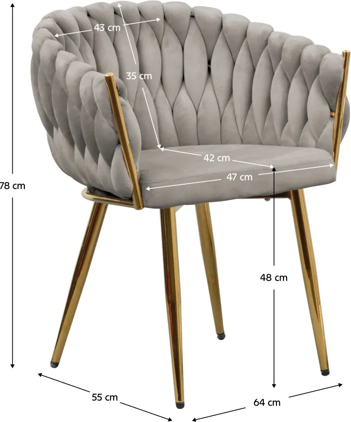 Étkezőszék, szürkésbarna Taupe Velvet szövet/gold króm arany, DEILA