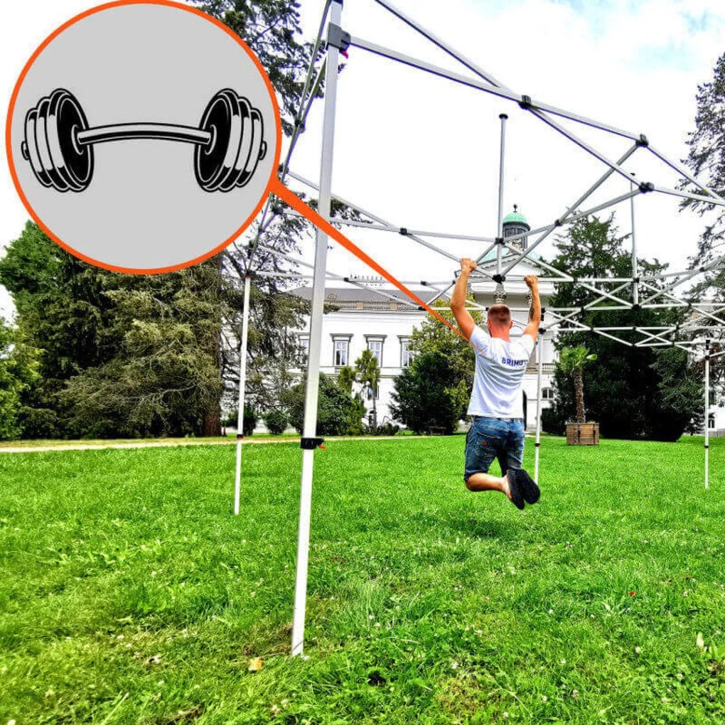 Árusító sátor 2x3 m SZUPER Acél | Felállítás 2 perc alatt | BRIMO - plusz 3 oldalfal - Narancs