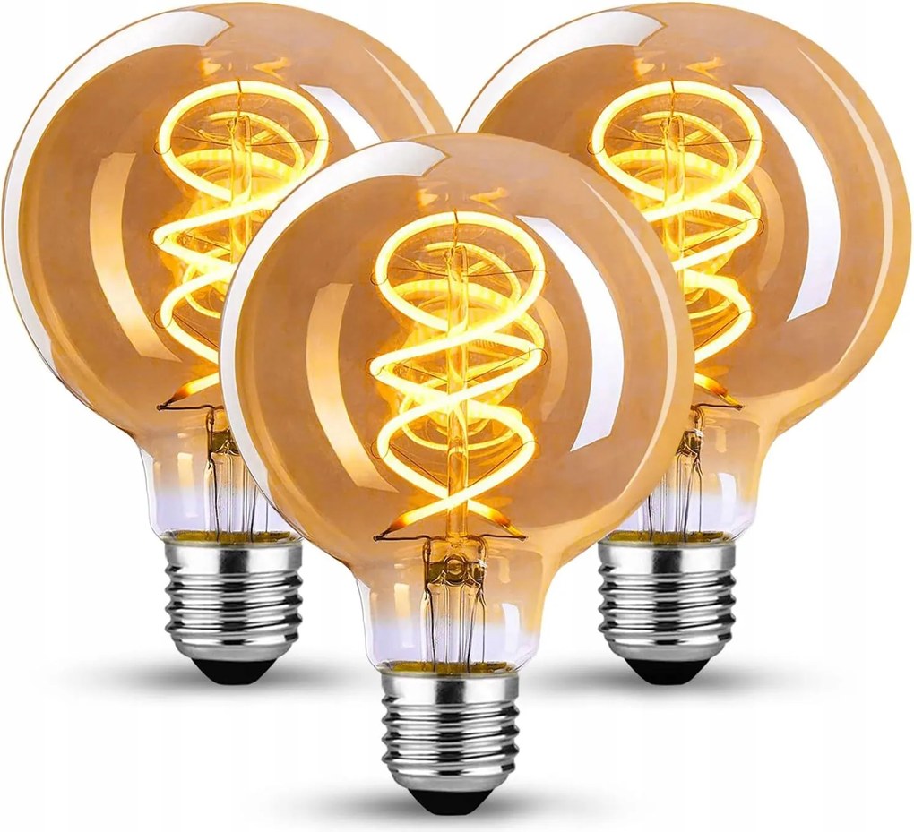 3DB Led Dekorációs Izzó E27 4W Filament Edison 8cm G80