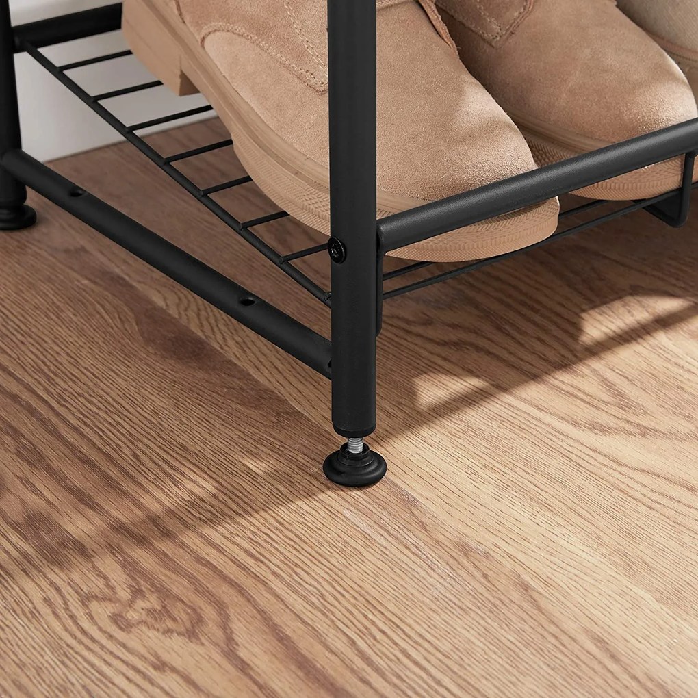 Egymásra rakható cipőtároló rendszer, 68,5 x 49,5 x 27,5 cm, fekete