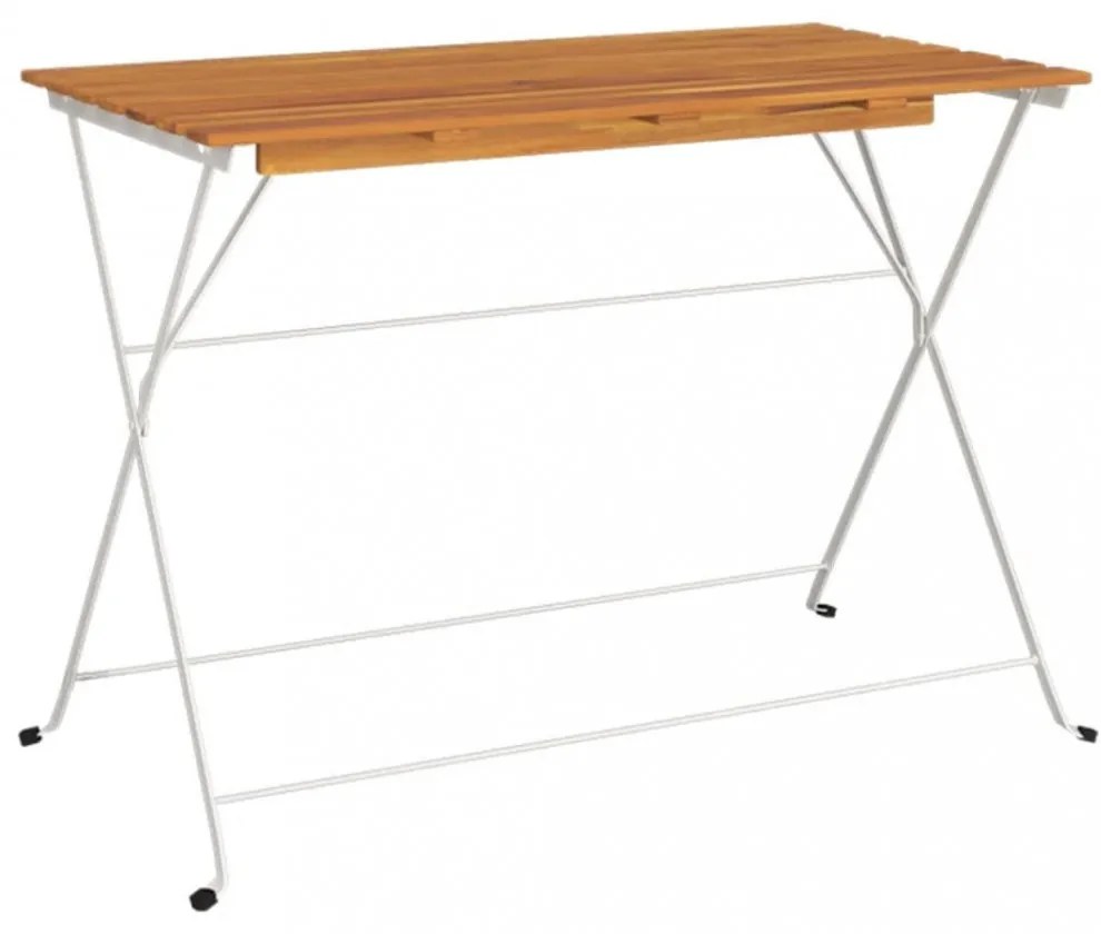 tömör akácfa és acél összecsukható bisztróasztal 100x54x71 cm