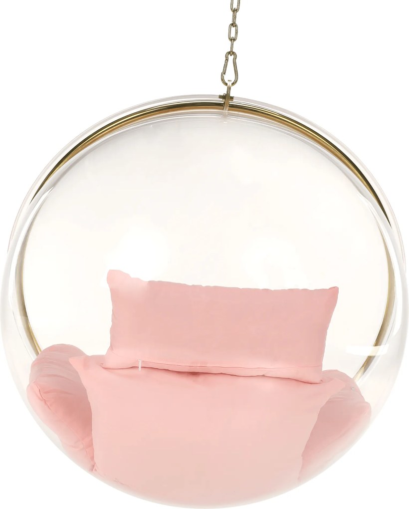 Függő fotel, átlátszó/arany/rózsaszín, BUBBLE NEW TYP 1